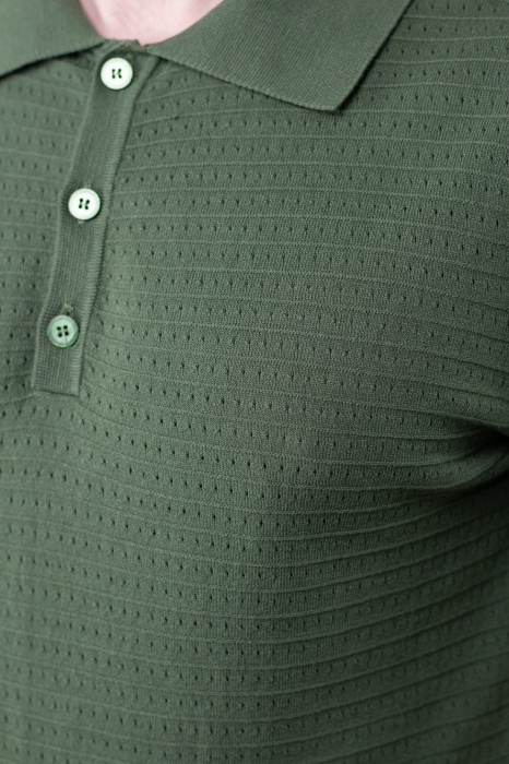 Tricou polo barbati din tricot verde [7]