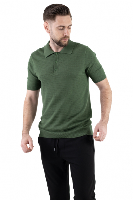 Tricou polo barbati din tricot verde [4]