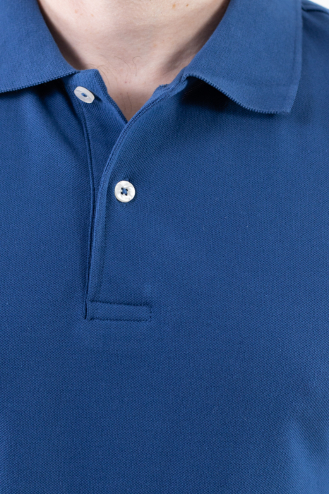 Tricou barbati polo albastru denim regular fit [4]