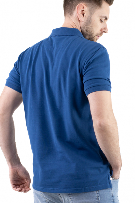 Tricou barbati polo albastru denim regular fit [7]
