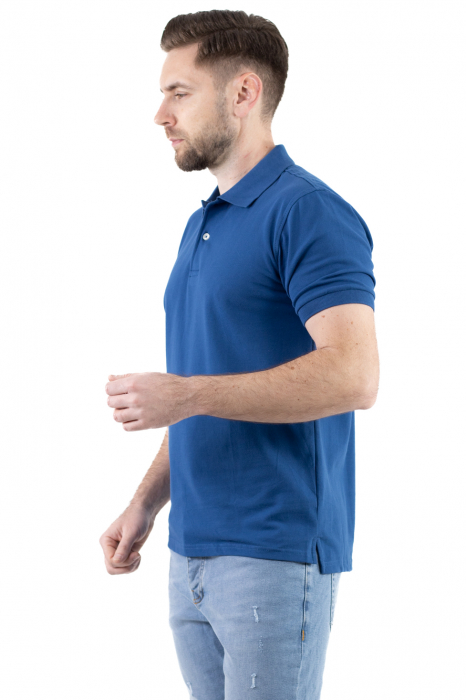 Tricou barbati polo albastru denim regular fit [2]