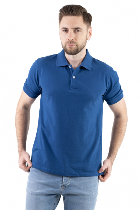 Tricou barbati polo albastru denim regular fit [6]