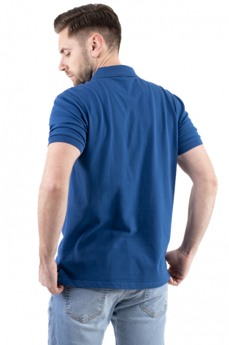 Tricou barbati polo albastru denim regular fit [3]