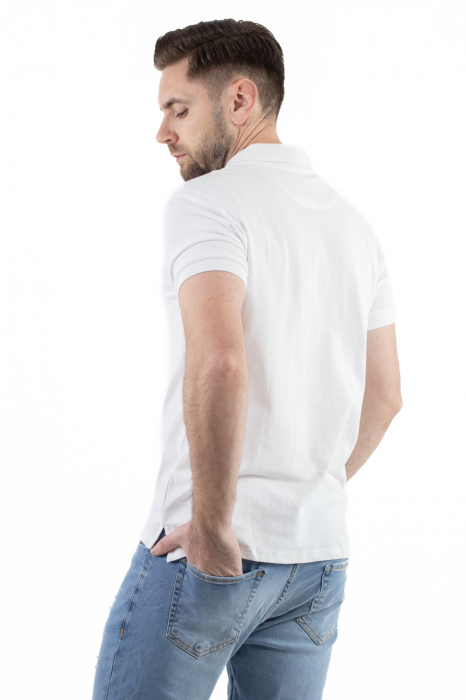Tricou barbati polo alb regular fit [6]