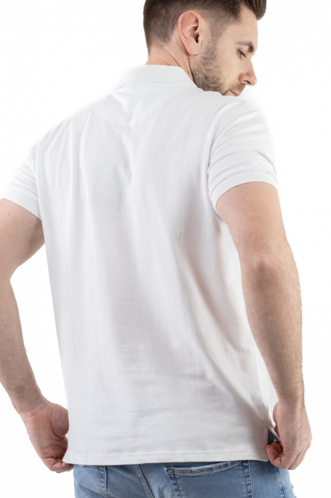 Tricou barbati polo alb regular fit [4]