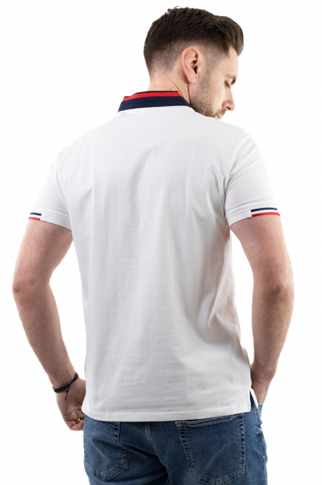Tricou barbati alb cu guler tunica [3]