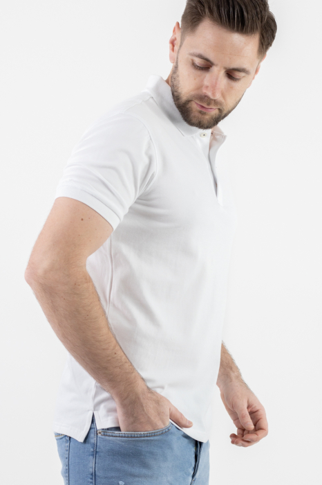 Tricou barbati polo alb regular fit [7]