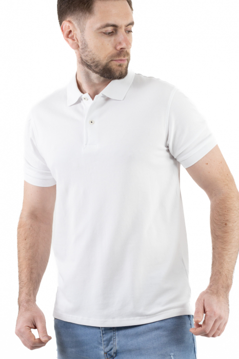Tricou barbati polo alb regular fit [2]