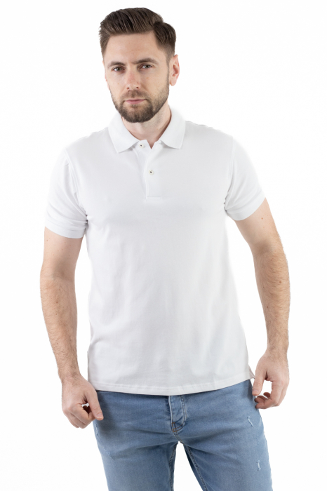 Tricou barbati polo alb regular fit [5]
