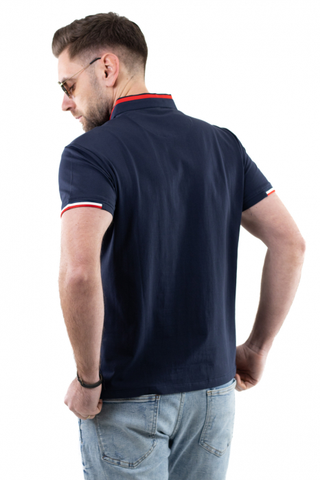 Tricou barbati bleumarin cu guler tunica [2]