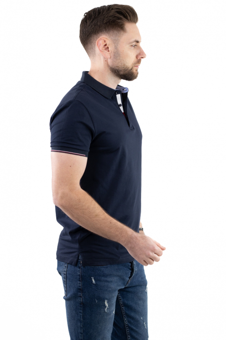 Tricou barbati bleumarin cu guler scurt [4]