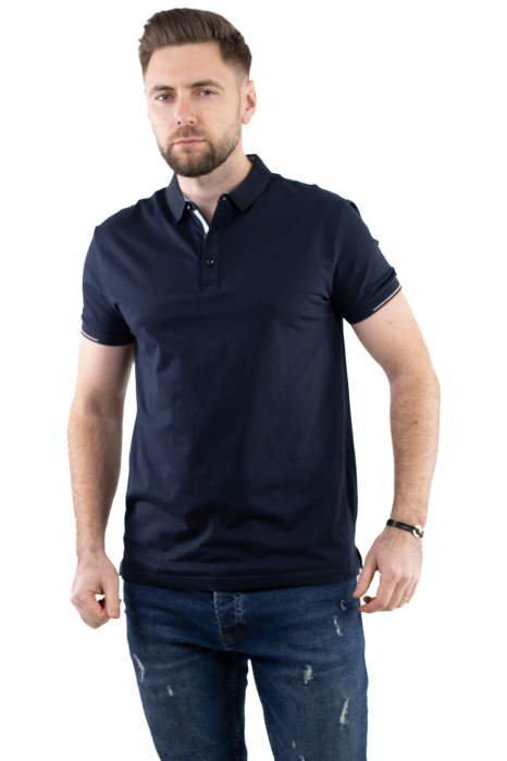 Tricou barbati bleumarin cu guler scurt [2]