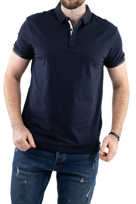 Tricou barbati bleumarin cu guler scurt [3]