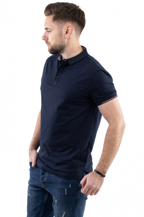 Tricou barbati bleumarin cu guler scurt [6]