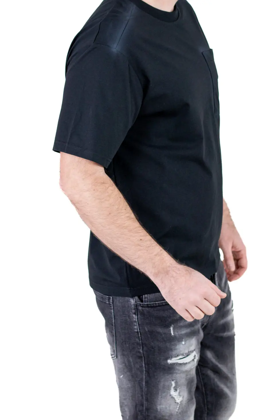 Tricou Oversize Negru Bărbați – Material Dens cu Logo [4]