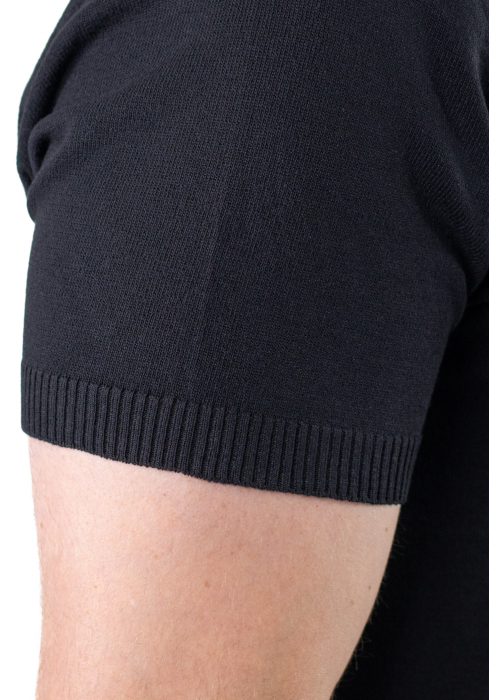 Tricou negru simplu barbati din tricot [8]