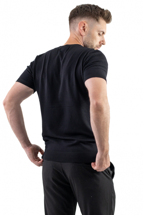 Tricou negru simplu barbati din tricot [5]