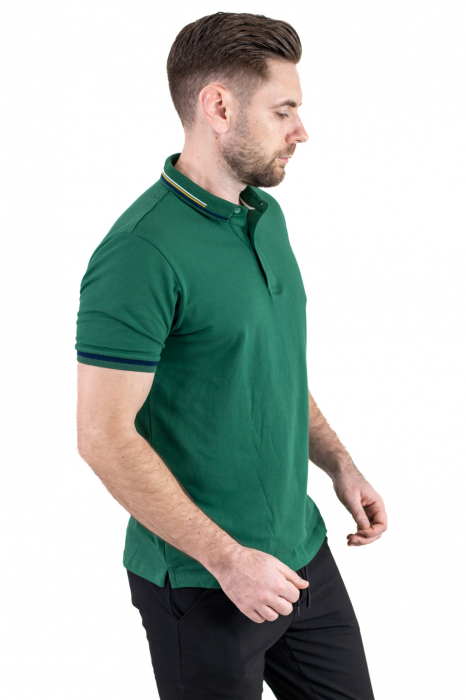 Tricou polo verde cu guler scurt si 2 nasturi [11]