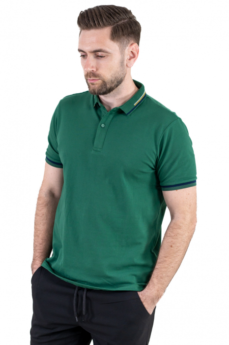 Tricou polo verde cu guler scurt si 2 nasturi [8]