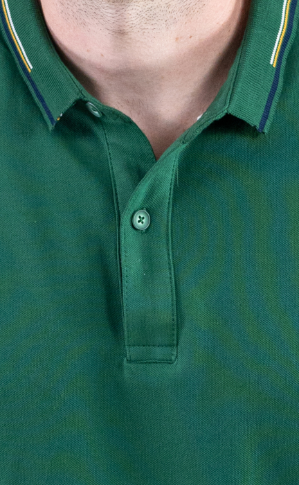 Tricou polo verde cu guler scurt si 2 nasturi [3]