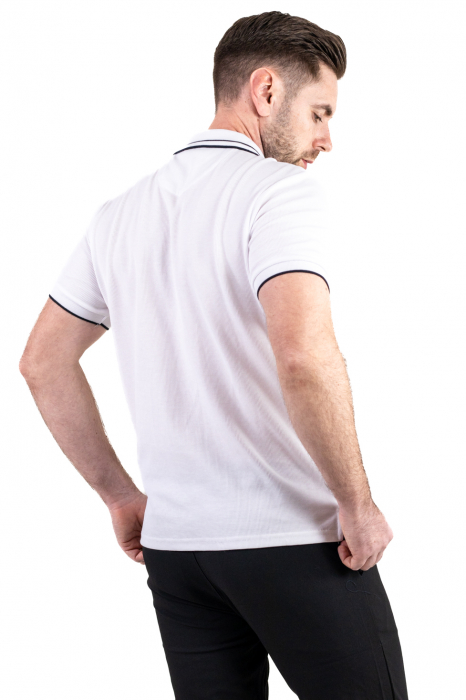Tricou alb polo cu fermoar material texturat [9]