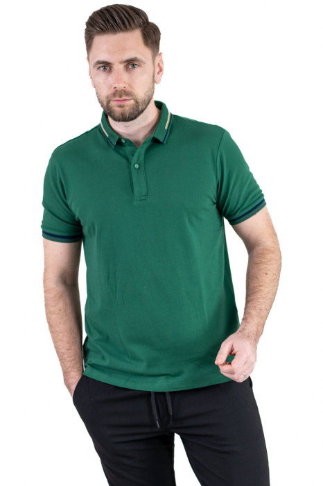 Tricou polo verde cu guler scurt si 2 nasturi [12]