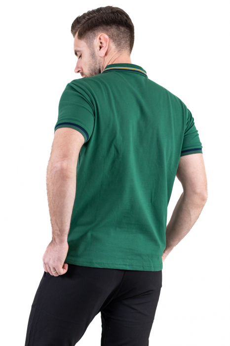 Tricou polo verde cu guler scurt si 2 nasturi [7]