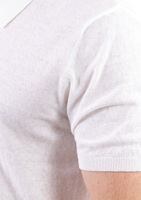 Tricou elegant alb din bumbac aerisit [4]