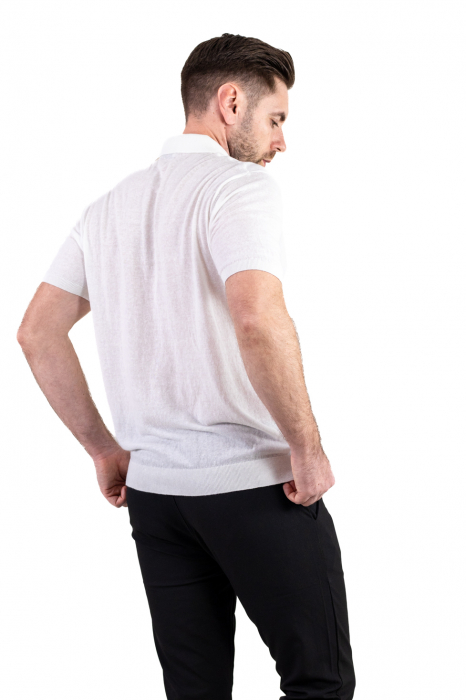 Tricou elegant alb din bumbac aerisit [2]