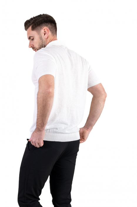 Tricou elegant alb din bumbac aerisit [5]