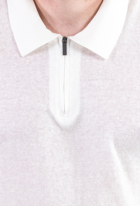 Tricou elegant alb din bumbac aerisit [3]