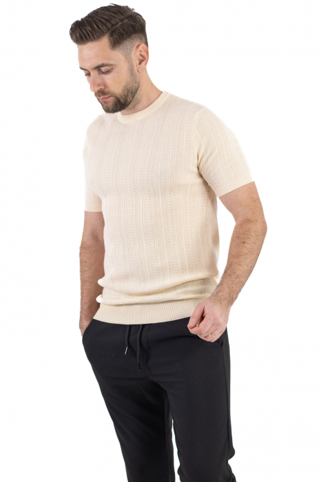 Tricou crem din tricot cu torsade [10]