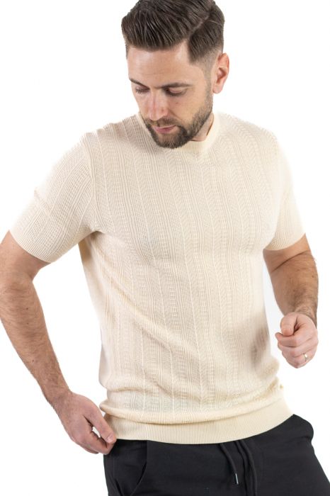 Tricou crem din tricot cu torsade [5]