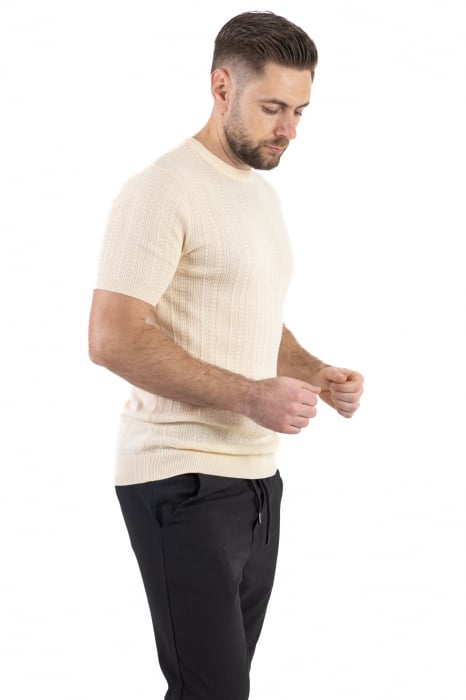 Tricou crem din tricot cu torsade [4]