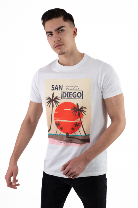 Tricou bumbac alb cu imprimeu San Diego [6]