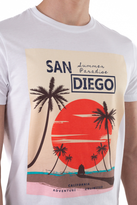 Tricou bumbac alb cu imprimeu San Diego [2]