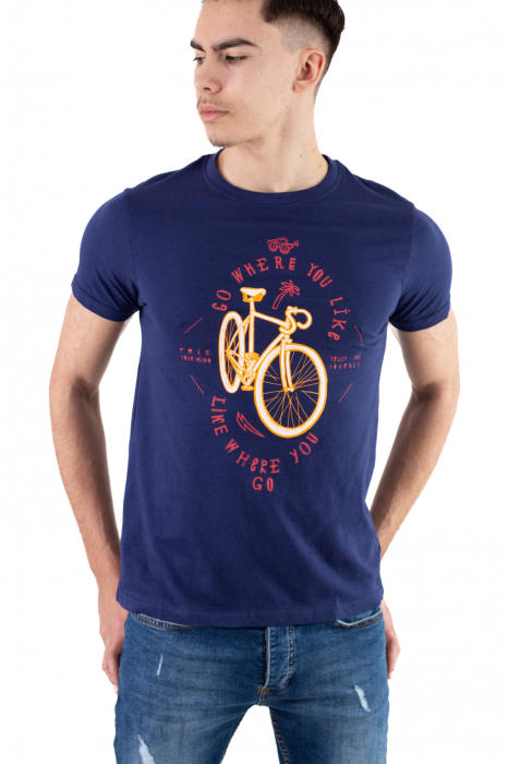 Tricou bumbac bleumarin cu imprimeu bike [3]