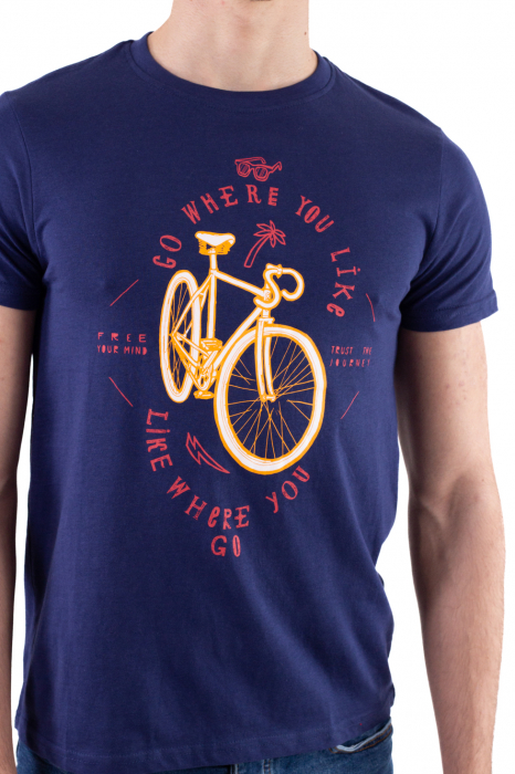 Tricou bumbac bleumarin cu imprimeu bike [5]
