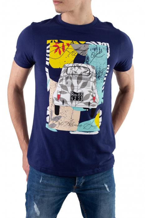 Tricou bumbac bleumarin cu imprimeu [2]