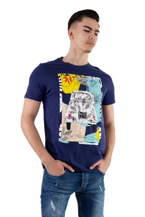 Tricou bumbac bleumarin cu imprimeu [3]
