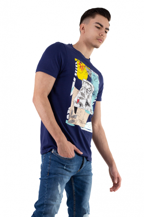 Tricou bumbac bleumarin cu imprimeu [4]