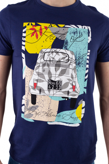 Tricou bumbac bleumarin cu imprimeu [6]