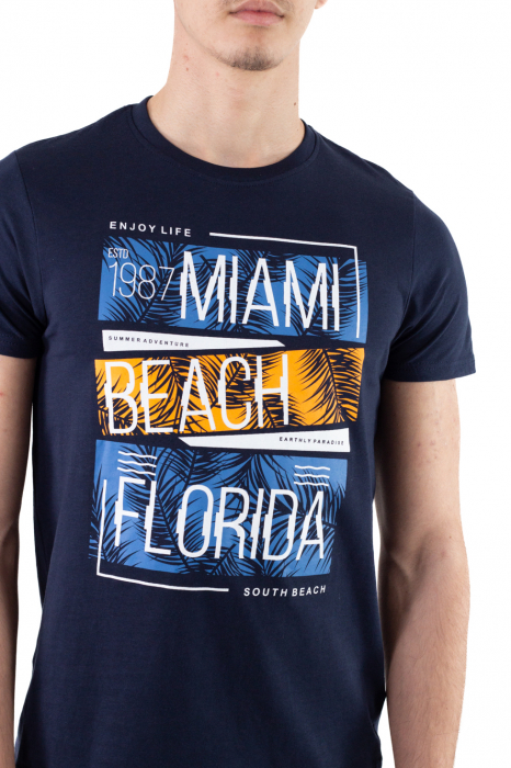 Tricou bumbac bleumarin cu imprimeu Miami [5]