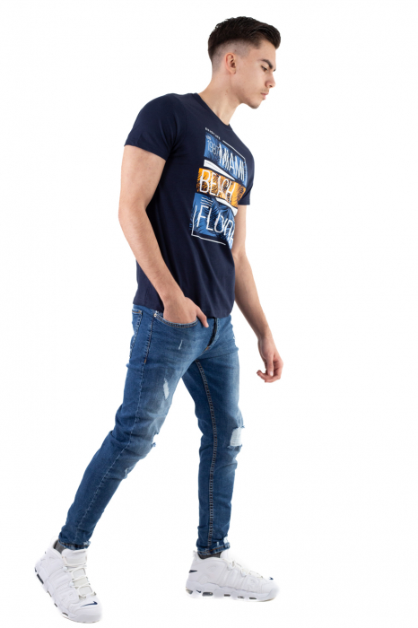 Tricou bumbac bleumarin cu imprimeu Miami [3]