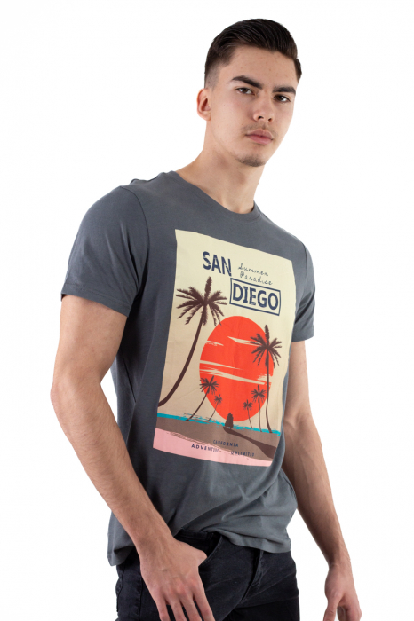 Tricou bumbac gri cu imprimeu San Diego [2]