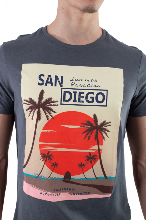 Tricou bumbac gri cu imprimeu San Diego [4]