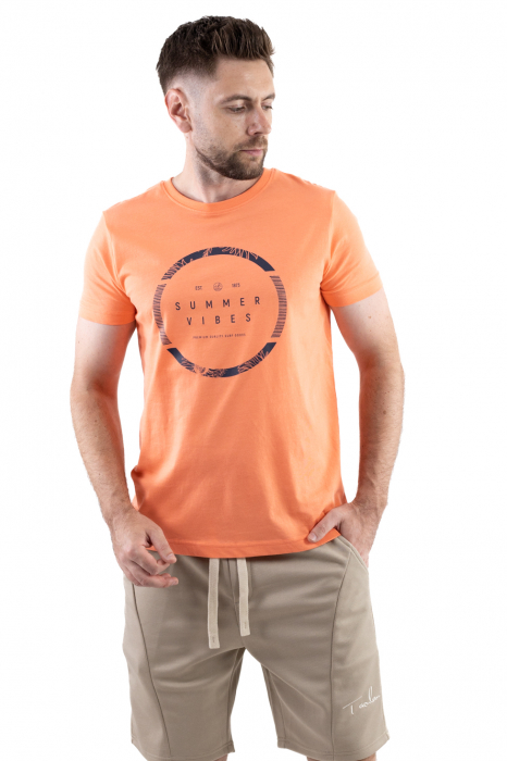 Tricou bumbac orange cu imprimeu Summer Vibes [6]