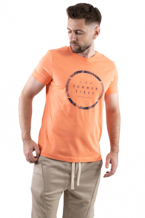 Tricou bumbac orange cu imprimeu Summer Vibes [4]