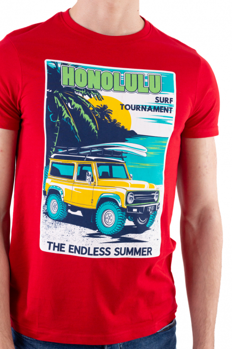Tricou bumbac rosu cu print [5]