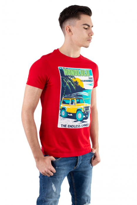 Tricou bumbac rosu cu print [2]